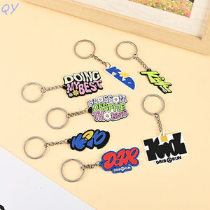 QY Custom Silicone Rubber Keychain PVC diy pendant <b>Key</b> <b>Ring</b> Embossed Logo Luggage Tag Souvenir - Product Image 6