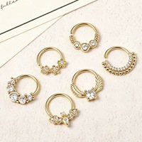 Anneau de nez articulé en titane ZUOLA avec zircon blanc incrusté, plaqué argent/or, bijou de piercing corporel unisexe