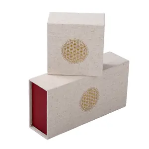 Benutzer definiertes Logo und Druck Luxus Stoff Baumwolle Leinen Papier magnetische Geschenk box für Handwerk Kerzen verpackung