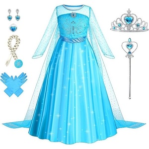 Vestido de Princesa Elsa de <span class=keywords><strong>Frozen</strong></span> con Temática Invernal para Niñas, Vestido de Tul de Manga Larga para Actuaciones Escénicas, Vestido de Cumpleaños - Product Image 3