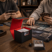 Arkeiliy pour boîte de rangement de cartes, 100 pochettes en cuir, capacité de 110+ cartes, étuis portables pour cartes Magic Commander et cartes à collectionner (Pack)