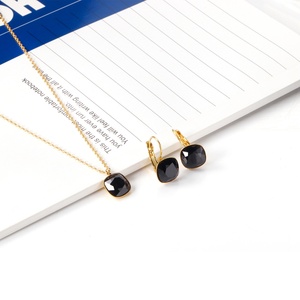 Ensemble de bijoux de mariage de haute qualité, collier et boucles d'oreilles en acier inoxydable et cristal, pour femmes et filles, prix de gros - Product Image 4