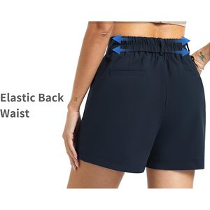 FOXA Women's <b>Elastic</b> Waisted Dressy Shorts With Pockets Summer Comfy Lounge <b>Work</b> <b>Trouser</b> Shorts - Product Image 4