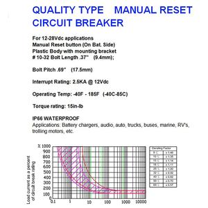 12V DC réinitialisation manuelle <span class=keywords><strong>moto</strong></span> vélo ATV UTV disjoncteurs d'arrêt court protecteur de surintensité avec courant nominal 10A - Product Image 6