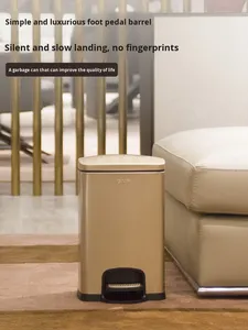 Cubo de basura de Pedal de acero inoxidable de gama alta ecológico GNF para el hogar, cocina comercial, sala de estar, oficina, comodidades de Hotel - Product Image 6