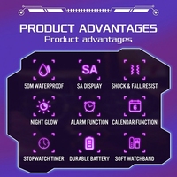 Montre électronique sportive tendance avec boîtier en alliage, multifonctionnelle, décontractée, en silicone, étanche