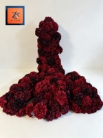 Boule de fleurs artificielles d'hortensia bordeaux foncé pour centre de table, pilier d'allée de mariage, en soie luxueuse et réaliste