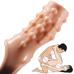 Realistic Penis Sleeve Extender Cock Penis Ring Reusable TPE Dildos Condom Delay Ejaculation Dick Enlargement Sex Toys For Men