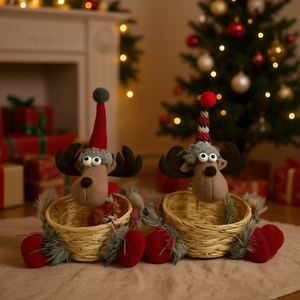 Homeera Reindeer Basket Christmas Decoration 51cm Cartoon Style Festive Party Supply - Product Image 2