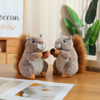 Peluche d'écureuil réaliste et adorable avec queue moelleuse et gland brodé, en coton PP doux et câlin, pour enfants et amoureux des animaux