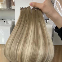 Extensions de cheveux humains blondes avec mèches, 50g/paquet