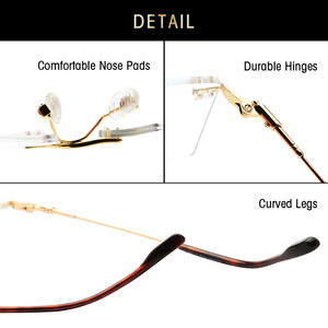 Gafas Ópticas Sin Montura Grises Jack SF9006, Montura Cuadrada Unisex de Metal, Gafas para Miopía de Ancho Medio - Product Image 5