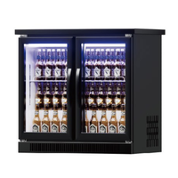 Kulkas Mini Bar Pintu Ganda Model Showcase Suhu Tunggal Pendingin Udara Kabinet Pendingin Bar Belakang Baja Tahan Karat Digital