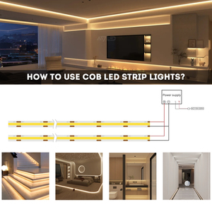 Wholesale 12v 24v 320 LEDs Dotless Flexible COB LED <b>Strip</b> for Home Cabinet Ceiling Commercial Projects - Product Image 3