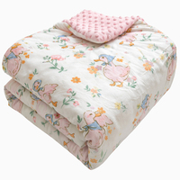 Baby-Beruhigungsdecke mit Vogelmuster, dreilagig, schwer, sensorisch, Minky Dot, weiche Babybettwäsche, GRS OEKO TEX Fabrik SKU