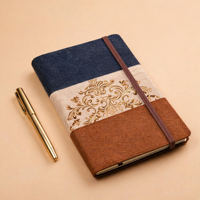 Carnet A5 en coton et lin, couverture rigide, reliure cousue, pages intérieures personnalisables pour usage scolaire et bloc-notes avec logo