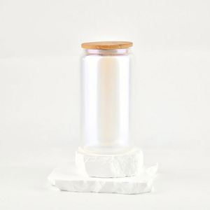 Bouteille de bière de 16 oz, bouteille d'eau de 16 oz, gobelets en verre givré avec couvercle - Product Image 4