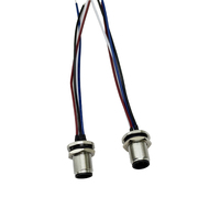 Connecteur mâle M12 4 broches étanche IP67 à montage arrière, boîtier argenté, contacts plaqués or pour