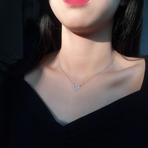 Korean Fashion Heart Shaped Zircon Necklace for Women Temperament Pendant Clavicle <b>Chain</b> Birthday Party Necklace Jewelry Gift - Product Image 2