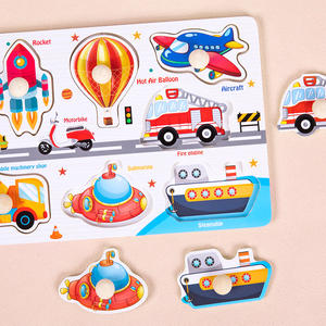 Jouet éducatif mignon enfants savent en bois main saisir Puzzle conseil Animal Alphabet forme en bois cheville Puzzle - Product Image 5