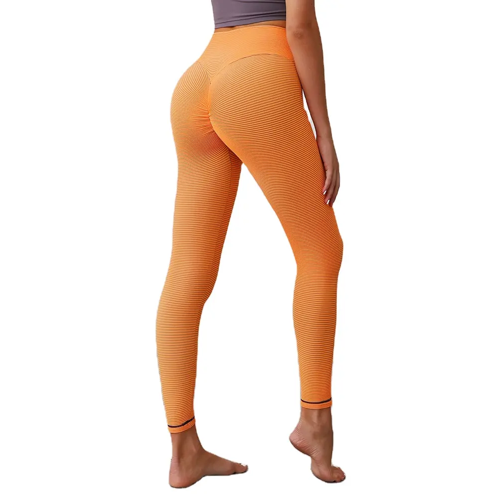 Leggings listradas femininas esportivas, estilo moderno, único, logotipo personalizado, para academia, yoga