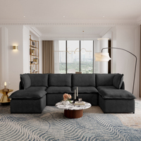 ATUNUS Modernes Italienisches Minimalistisches Sofa mit Simuliertem Leinenbezug, Modulares Ecksofa mit Eisenrahmen für Wohnzimmermöbel