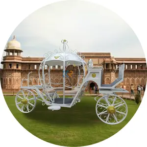 Transport de chevaux de mariage blanc touristique chariot Wagon de mariée Victoria chariots de transport tiré par des chevaux transport spécial