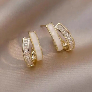 Orecchini a Doppio Strato Stile Coreano, Eleganti Gioielli a Perno Stratificati per Donna, Accessorio Regalo per Uso Quotidiano e Feste - Product Image 2