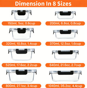Lonchera de Vidrio Borosilicato con Tapa, Apta para <span class=keywords><strong>Microondas</strong></span>, de Una Sola Capa, para Mantener la Frescura, Recipiente de Vidrio de Grado Alimenticio para Alimentos - Product Image 5