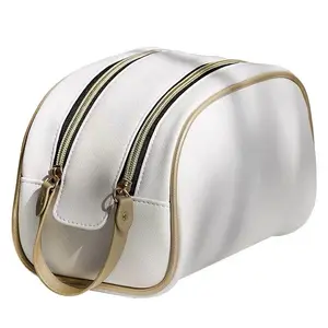 High quality PU Leather Zipped Travel Bag Cosmetic Clutch Make up Pouch Waterproof