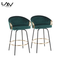 Chaise de bar en velours avec cadre en métal moderne, vente chaude, hôtel, café, bistrot, chaise haute de luxe, tabouret de bar