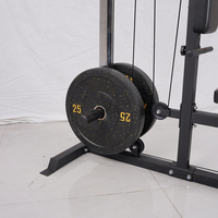 Machine à Câble Croisé avec Cadre Monocolonne à Charge de Plaques en Acier, Système de Poulie Réglable, Équipement de Musculation pour Exercices au Sol