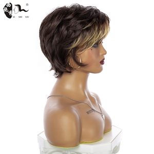 DREAM.ICE'S HAIR Tóc Giả Nữ Cắt Pixie Màu Nâu Vàng Ombre Tóc Giả Thẳng Ngắn Tự Nhiên Xếp Lớp Xù Xì Tóc Giả Nữ - Product Image 4