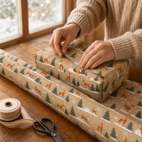 Papier d'emballage cadeau personnalisé en gros, rouleau de papier personnalisé, étiquette suspendue, boîte cadeau, sac en papier, carnet, accessoires variés, petit et grand MOQ