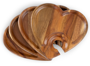 Heart Shaped Acacia Wood Charcuterie Board with Wine Glass Holder, Portable <b>Snack</b> <b>Tray</b> for Wedding & Parties - Product Image 4