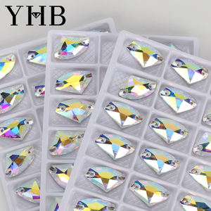 YHB Top 5A qualité galactique <span class=keywords><strong>verre</strong></span> cristal AB pierres à coudre Flatback coudre sur strass <span class=keywords><strong>Applique</strong></span> pour robes de mariée couleur rouge - Product Image 6