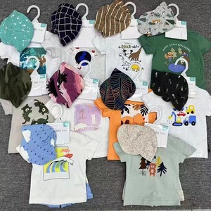 夏季 100% 纯棉新生儿男童女童服装套装短袖连体衣时尚婴儿衣服 3 件套 - Product Image 1