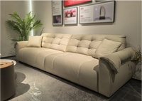 Canapé en cuir véritable de style minimaliste italien moderne, élégantes courbes en forme de col de cygne, confortable et durable, ensemble pour 4 personnes, canapé de salon