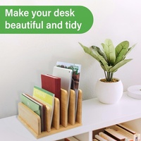 Organisateur de bureau multifonctionnel en bambou moderne à 5 compartiments, avec logo personnalisé, fait main, pour courrier et papier, idéal pour la maison et le bureau