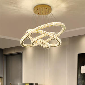 HFBH新款发光二极管水晶吊灯现代环形悬挂厨房灯3/<span class=keywords><strong>2</strong></span>/1圈餐厅客厅灯具2024 - Product Image 5