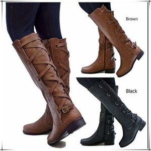 Winter plus Size Women's <strong>Boots</strong> Belt Buckle <strong>Frye</strong> <strong>Boot</strong> Back Bandage Knight Flat over-the-Knee Leather <strong>Boots</strong> for Women