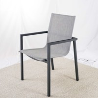 Chaise de salle à manger empilable en aluminium, style antique, siège en tissu gris, mobilier d'extérieur pour patio, fête, jardin, café, hôtel, cour