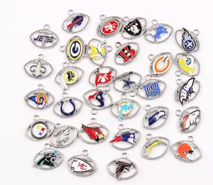 Ciondoli nfl smaltati argento in lega di zinco personalizzati collage sport team