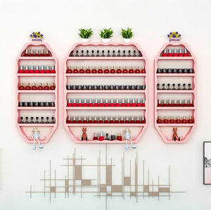 <b>Wall</b> Mounted Nail Polish Display Rack Metal Salon Storage <b>Shelf</b> Gold Color Multi Tier Organizer - Product Image 2