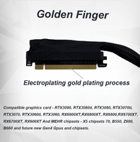 Câble d'extension de carte graphique PCIe 4.0 X16 en maille tressée 32 Go/s, fil plaqué argent à 270 degrés, montage GPU à refroidissement liquide