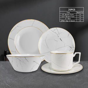Vente en gros d'usine de bols, d'assiettes, de tasses et de services de table en porcelaine osseuse en <span class=keywords><strong>marbre</strong></span> blanc pour les restaurants, les hôtels et les fêtes. - Product Image 5