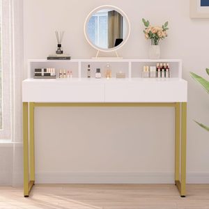 Modern <b>white</b> vanity <b>table</b>, minimalist design, suitable for <b>small</b> bedrooms, simple dressing <b>table</b>, manufacturer, cross-border - Product Image 2