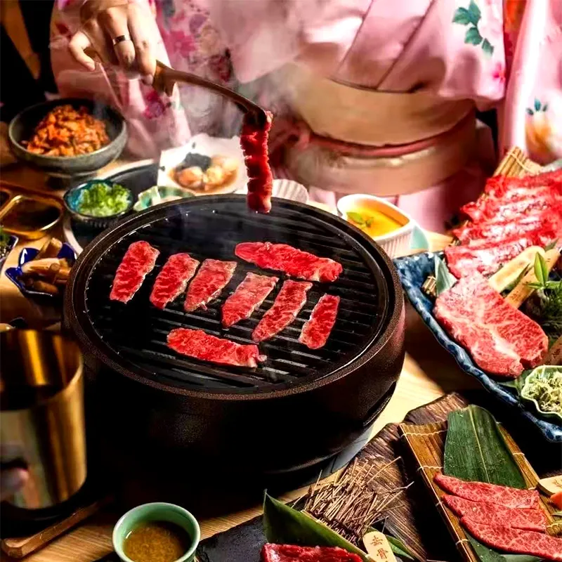 Tungku restoran oven barbeku Jepang komersial multi warna pilihan panggangan karbon bbq yakiniku