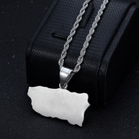 Kalung Liontin Zirkon Peta Bendera Puerto Rico Hip Hop, Baja Anti Karat PVD Personal, untuk Pria Wanita, Perhiasan Fashion Grosir