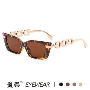 แว่นตา แว่นกันแดดทรงแคทอาย กรอบโลหะพลาสติกสีดำ UV400 แว่นกันแดดผู้หญิง - Product Image 4